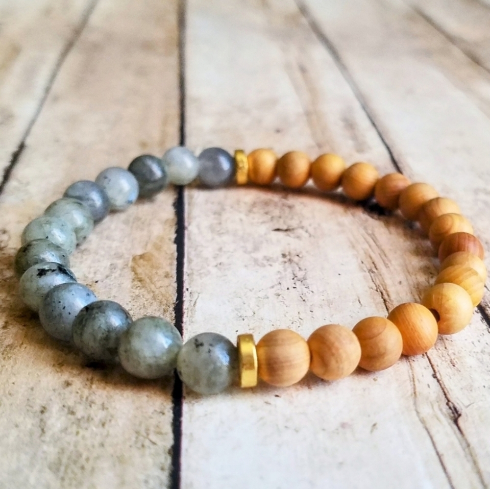 Labradorite + Sandalwood Bracelet